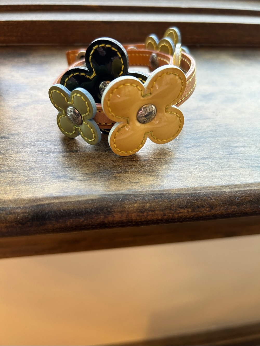 Louis Vuitton Floral Leather Bracelet in Yellow and Green